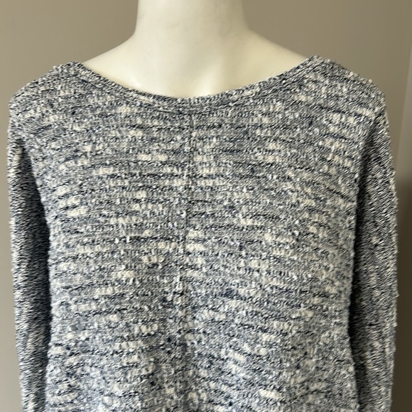 Daily Practice by Anthropologie Pullover Back Cut Out Sweater Navy White M NEW - Picture 6 of 16